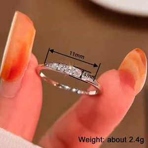 Anelli CAOSHI in Stile Minimalista con Design a Gambo Sottile e Zirconia Cubica Lucida, Placcati in Argento, Gioielli in Ottone CZ OEM - Product Image 5