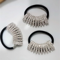 Vente en gros style à la mode chignon cheveux accessoires corde haute élastique tête anneau perceuse cheveux cravate avec strass