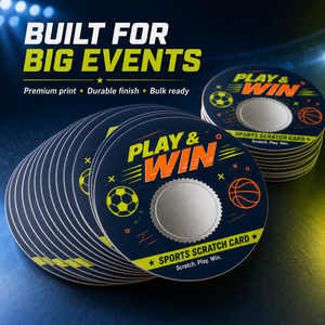 Nouvelles cartes à gratter rondes personnalisées sur le thème du sport, impression numérique couleur originale, cartes à gratter promotionnelles en carton - Product Image 5