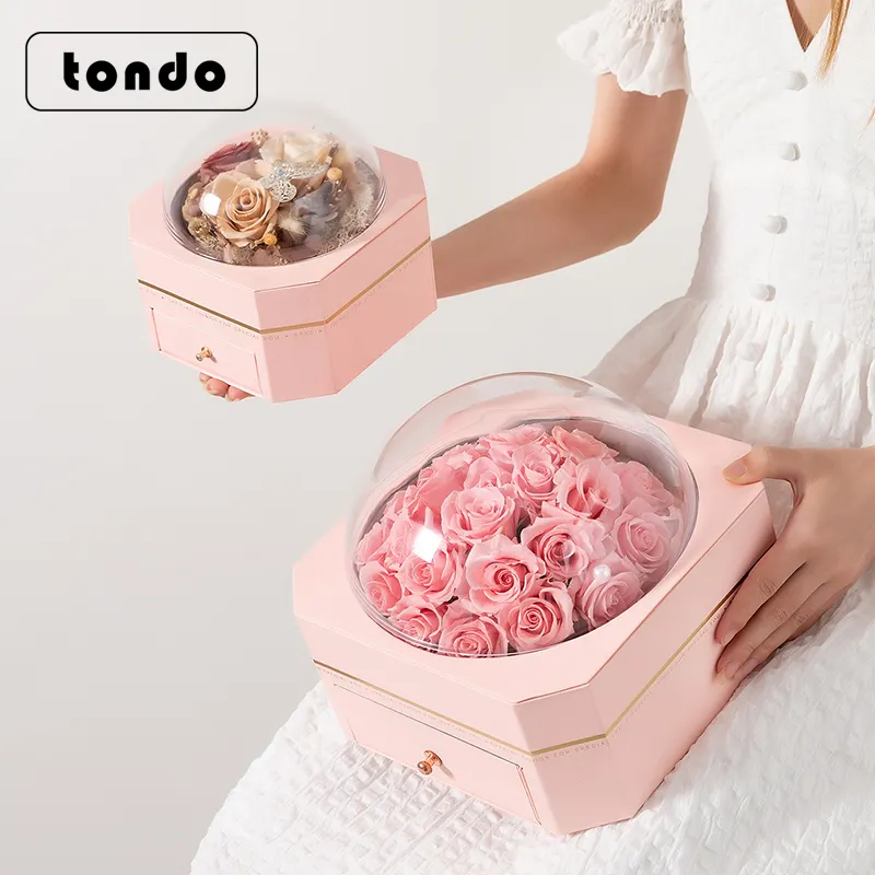 Tondo Small Size Preserved Flower Dome Gift Box