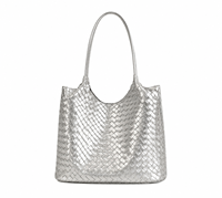 Sac fourre-tout mini tissé argenté pour femme, nouvelle collection été 2026, style niche haut de gamme, sac à bandoulière japonais-coréen pour trajets quotidiens