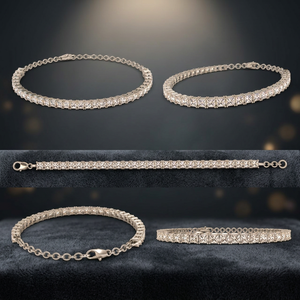 Classic Princess Cut Wrist <b>Bangle</b> Single 0.25ct Gem Hand Adornment Polished Metal Chain for Women Formal Occasion - Product Image 2