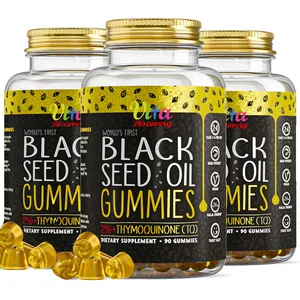 Özel etiket süper antioksidan yabanmersini organik Vegan lal bal ayı şeker ücretsiz şeker siyah tohum yağı Gummies bal ile