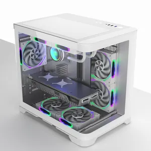 Nhà Máy Thiết Kế Mới Trắng Matx Chơi Game PC Trường Hợp Máy Tính Để Bàn Chassis Cong Glass Bảng Điều Chỉnh Giữa Tháp CPU Tủ Trường Hợp Máy Tính Cho Game Thủ