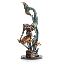 Statue de sirène en bronze, créature marine, en bronze coulé à froid, pour ornement de jardin, allée ou pièce d'entrée