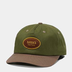 OEM Custom Logo 5 Panel Unstructured Cotton Woven Patch <b>Snapback</b> <b>Cap</b> Contrast Color Slightly Curved Brim Hat - Product Image 1