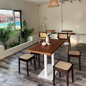 Solid Wood Rattan Stool <b>Square</b> Low Chair Household Living Room Bench Shoe Changing Seat DY561321 - Product Image 1