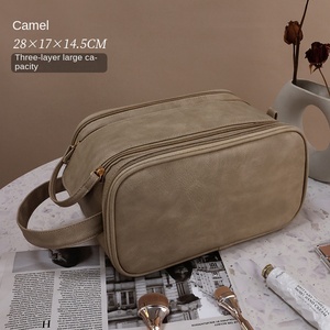 Xách tay PU công suất lớn trường hợp du lịch mới cao cấp thời trang đôi dây kéo lưu trữ không thấm nước cho đồ dùng cá nhân trang điểm mềm - Product Image 6