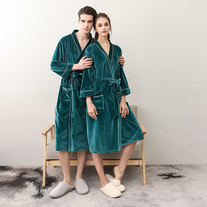 Batas para parejas de primavera y otoño de alta calidad, ropa de dormir de <span class=keywords><strong>manga</strong></span> larga para amantes, pijamas de lujo Unisex - Product Image 2