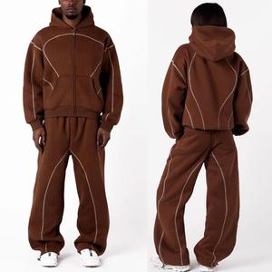 Ensemble de survêtement en nylon personnalisé, coupe oversize, coupe-vent, écologique, avec <span class=keywords><strong>veste</strong></span> à capuche zippée et pantalon de jogging, style streetwear, pour le printemps - Product Image 2