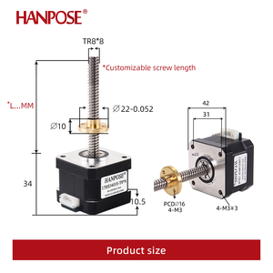มอเตอร์สเต็ปเปอร์ Hanpose 42ตัว<span class=keywords><strong>17HS3401S</strong></span>-T8*8สกรูมอเตอร์ยาว200มม. ตัวนำ T8สเต็ปเปอร์มอเตอร์ nema17 - Product Image 4