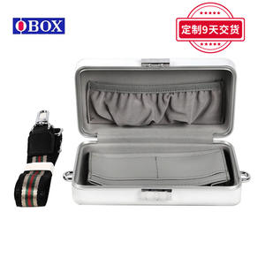 Trousse de maquillage Obox en alliage d'aluminium, verrouillable, design rayé, portable, pour organiser les bijoux à la maison, rose et noir - Product Image 3