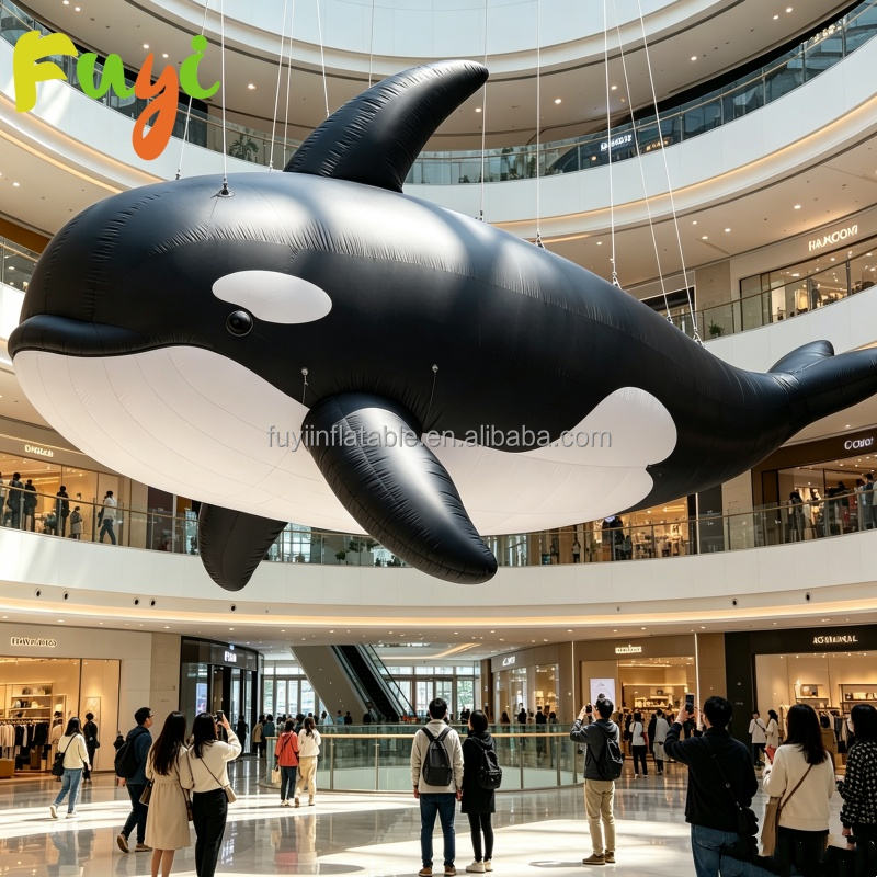 Custom Giant Inflatable Whale Orca Model With LED Light for Aquarium ...