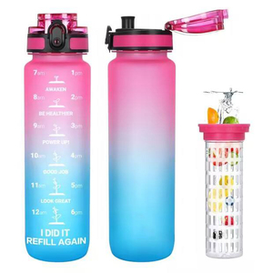 Silverjet Gradient Tritan Water Bottle 1000Ml Leak Proof Lid Sport Outdoor Gym Camping Eco Friendly <b>Plastic</b> <b>Drinkware</b> - Product Image 2