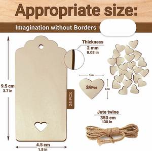 24pcs DIY Unfinished Small Wood <b>Hearts</b> Cutout Slices Engraved Crafts Wooden Ornaments Blank <b>Hanging</b> Pendants for Paint & Gift - Product Image 2