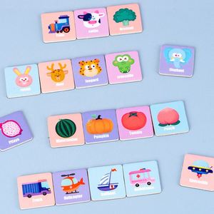 Tarjetas Educativas de Memoria para Reconocimiento de Animales y Frutas, Tarjetas de Emparejamiento de Sombras, Bloques de Madera - Product Image 5