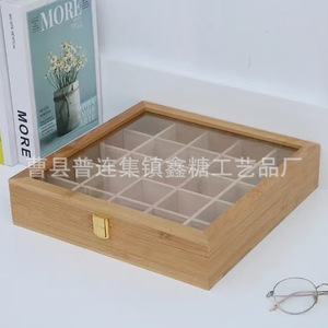Acrylic wooden <b>box</b>, wooden essential oil <b>box</b>, bamboo and wood flip-top essential oil bottle display <b>box</b>, new multi-compartment - Product Image 5
