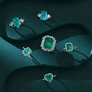 Dylam High End Collection 925 Sterling <b>Silver</b> Women Wedding Engagement Bridal 5A Zirconia <b>Emerald</b> Green Eternity <b>Rings</b> - Product Image 5