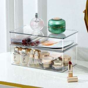 Acrylic Storage <b>Box</b> Transparent Desktop Organizer With Lid Stackable Office Desk Stationery Rack Cabinet - Product Image 4