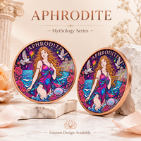 Pièce de monnaie en cuivre fin 999 de 5 oz, déesse Aphrodite de l'amour, en relief, avec finition UV effet proof-like, artisanat métallique d'art mythologique grec