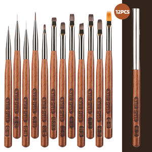 Set Pena Manikur Seni Kuku Akrilik Gel Profesional Mewah dengan Pegangan Kayu dan Bulu Nylon untuk Teknisi Kuku - Product Image 6