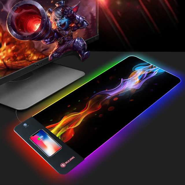 Ergonomic XXXL Heated Anime Large Rubber Custom Led Black Gaming RGB Sublimation QI Wireless Charging Mouse Pad