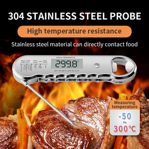 Termómetro para barbacoa de cocina al por mayor, termómetro Digital resistente al agua para todo el cuerpo, lectura instantánea para cocinar alimentos y carne con abrebotellas - Product Image 5