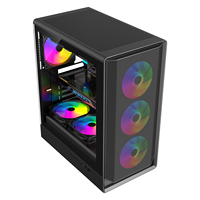 ESGAMING yeni tasarım temperli cam oyun Pc durumda siyah SPCC 7 yuvaları orta kule Seaview ATX kulesi kabine masaüstü bilgisayar için