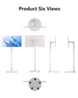 Tablette TV intelligente Android portable ETTO, 24 pouces, rétroéclairage LED, boîtier blanc, écran tactile intégré, Full HD 1920x1080, 60 Hz, USB, batterie