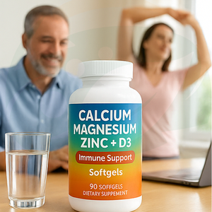 Capsules molles de soutien immunitaire à base de calcium, magnésium, zinc et vitamine D3 pour adultes - 90 unités, végétariennes et végétaliennes - Product Image 4