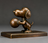 Sculpture de figurine moderne en bronze Snoopy pour l'art de collection de bandes dessinées pour la décoration intérieure et extérieure