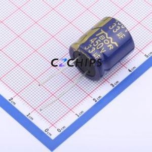 Condensateur électrolytique en aluminium à montage traversant CX330LPE20B, montage traversant, D18xL20mm 33uF -5%~+20% 450V 550mA-100kHz - Product Image 1