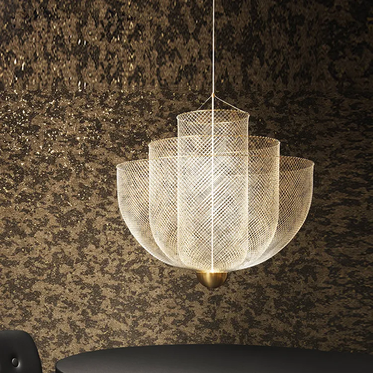 Nghệ thuật Bạc Vòng LED chất lượng cao kim loại đèn chùm ánh sáng đèn trần tinh tế pndant ánh sáng cho phòng khách
