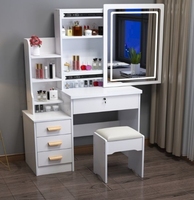 Ensemble coiffeuse et tabouret de style panneau moderne et minimaliste pour chambre à coucher, idéal pour la location et le maquillage