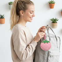 Dompet Koin Lucu Bentuk Buah 8CM, Dompet Kecil Kawaii dengan Gantungan Kunci untuk Tas Ransel