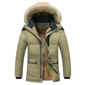 Doublure en fourrure pour homme Hiver Marron Casual Casquette amovible Couleur unie Fermeture éclair Longue <span class=keywords><strong>Veste</strong></span> en duvet de polyester pour hommes - Product Image 4
