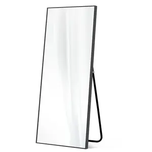 Miroir suspendu rectangulaire avec cadre de courtoisie étendu Miroir de sol sur pied Décor de chambre Grand miroir pleine longueur Décor à la maison