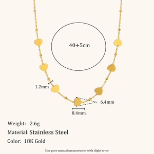 Kalung Hati Baja Tahan Karat Dingran N3602 untuk Wanita, Berlapis Emas 18K, Liontin Hati, Perhiasan Hipoalergenik dengan Rantai - Product Image 2