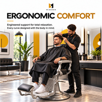Fauteuil de Barbier Hydraulique Vintage avec Appui-tête et Repose-pieds Rembourrés pour Salon de Coiffure Homme, Équipement de Coiffage, OEM ODM Personnalisé, Vente en Gros
