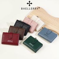 Dompet Wanita Baru Baellerry dengan Pola Lychee, Dompet Pendek Modis dengan Resleting, Banyak Slot Kartu, Kantong Uang Receh, Kantong Kartu