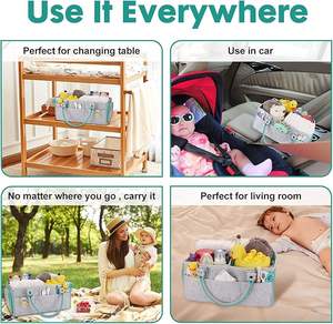 Panier de rangement pour pépinière organisateur de voiture nouveau-né essentiel bébé couche Caddy pour <span class=keywords><strong>table</strong></span> <span class=keywords><strong>à</strong></span> <span class=keywords><strong>langer</strong></span> et voiture cadeaux de douche de bébé - Product Image 5