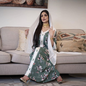 Verano Oriente Medio musulmán Jalabiya bata impresa encaje vestido largo madre <span class=keywords><strong>hija</strong></span> padre-hijo vestido para mujeres - Product Image 2
