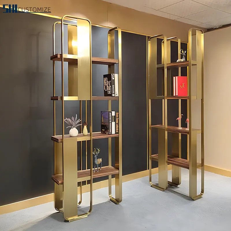 designed decorative metal shelf partition stainless steel divider rack