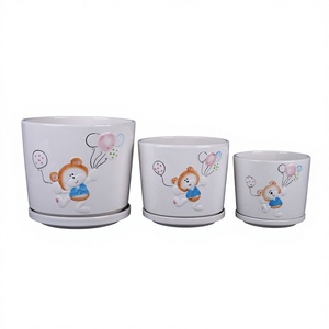 Vaso in Ceramica a Forma di Cartone Animato, Decorazione d'Interni, Fioriera con Vassoio - Product Image 2