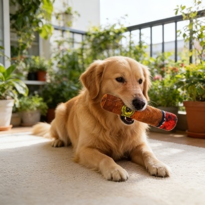 Juguete de Peluche para <span class=keywords><strong>Perros</strong></span> en Forma de Cigarro con Sonido Incorporado, Bolsa de Aire y Papel Suave, Juguete Interactivo para Masticar para <span class=keywords><strong>Perros</strong></span> - Product Image 1