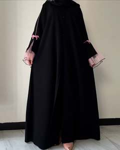 Abaya élégante pour femmes musulmanes, mode modeste, manches transparentes, couleur contrastée, vêtements islamiques, polyester, été, automne, design luxueux - Product Image 3