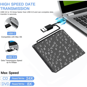 OEM 7 en 1 HUB USB 3.0 Type C <span class=keywords><strong>Lecteur</strong></span> <span class=keywords><strong>CD</strong></span> DVD externe Silm <span class=keywords><strong>CD</strong></span> DVD +/-RW Graveur de <span class=keywords><strong>lecteur</strong></span> ROM avec ports USB à fente SD TF - Product Image 4