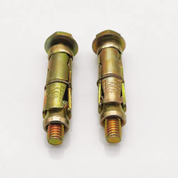 Ancres de fixation robustes en acier au carbone galvanisé jaune zinc, à manchon fendu triple pliage M12, lot de 3, pour fixation mur extérieur