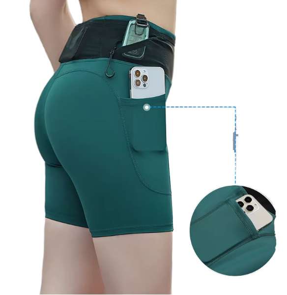 Women's Quick Dry Sports Shorts With Functional Pockets For Outdoor Running Hiking Training Athletic Shorts
