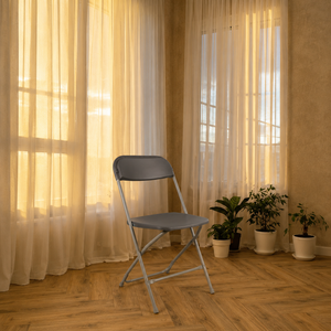 Gray Plastic Modern Durable Folding Chair-Portable Lightweight Comfortable Outdoor Dining Chair for Villa & Farmhouse - Product Image 1